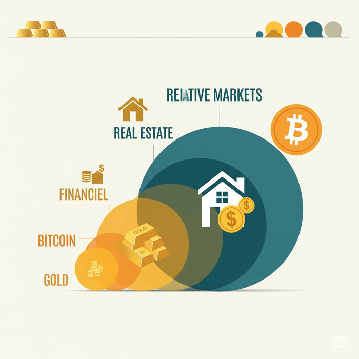 El tamaño de los mercados del oro, inmobiliario, financiero y bitcoin. Comparativa